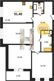 Квартира 91,4 м², 3-комнатная - изображение 1