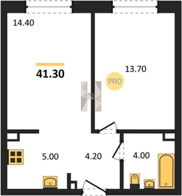 Квартира 41,3 м², 1-комнатная - изображение 1