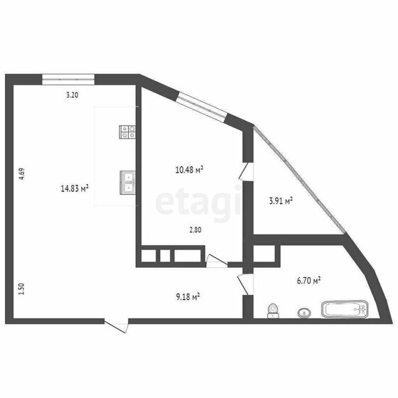 41,1 м², 1-комнатная квартира 6 500 000 ₽ - изображение 1