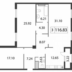 Квартира 116,9 м², 3-комнатная - изображение 3