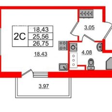 Квартира 26,7 м², студия - изображение 2