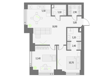 61,2 м², 2-комнатные апартаменты 26 000 000 ₽ - изображение 107