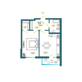 60 м², 3-комнатная квартира 4 990 000 ₽ - изображение 104