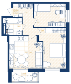 Квартира 54 м², 2-комнатная - изображение 1