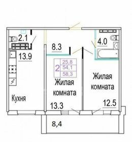 Квартира 54 м², 2-комнатная - изображение 1