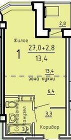 Квартира 28 м², 1-комнатная - изображение 1