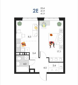 Квартира 41,9 м², 2-комнатная - изображение 1