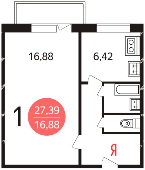 30 м², 1-комнатная квартира 12 300 000 ₽ - изображение 1