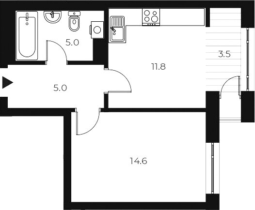 39,9 м², 1-комнатная квартира 7 700 000 ₽ - изображение 1