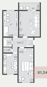 Квартира 81,2 м², 3-комнатная - изображение 1