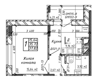 Квартира 37,8 м², 1-комнатная - изображение 1