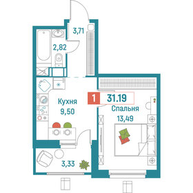 32 м², 1-комнатная квартира 6 490 000 ₽ - изображение 11