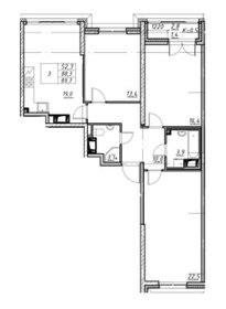 Квартира 91,1 м², 3-комнатная - изображение 1