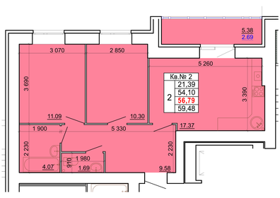 56,8 м², 2-комнатная квартира 7 269 120 ₽ - изображение 58