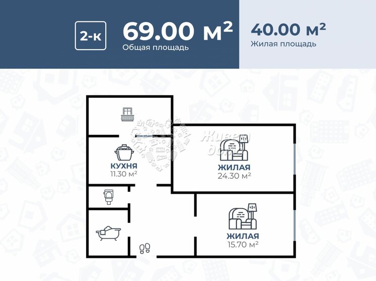 72 м², 2-комнатная квартира 7 150 000 ₽ - изображение 1