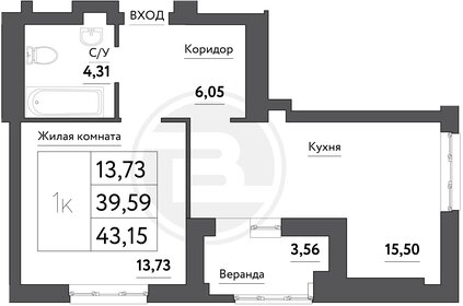 42 м², 1-комнатная квартира 5 050 000 ₽ - изображение 51
