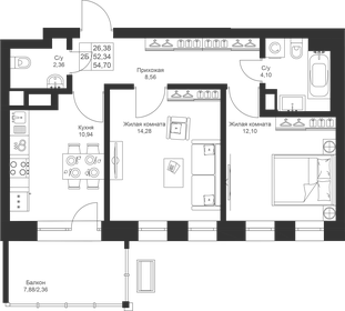 55 м², 2-комнатная квартира 9 240 000 ₽ - изображение 22