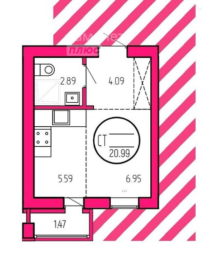20,9 м², апартаменты-студия 3 500 000 ₽ - изображение 1