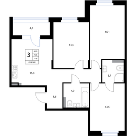 116,1 м², 3-комнатная квартира 16 300 000 ₽ - изображение 84