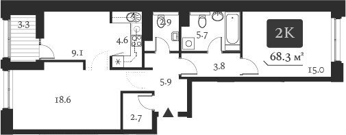 Квартира 69 м², 2-комнатная - изображение 1