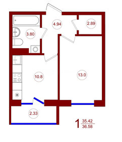 36,6 м², 1-комнатная квартира 3 987 220 ₽ - изображение 10