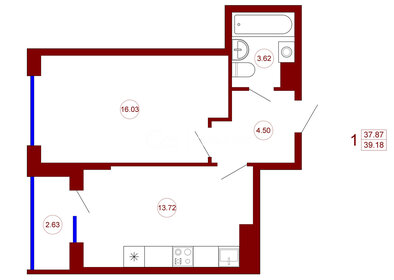 39,2 м², 1-комнатная квартира 4 074 720 ₽ - изображение 1