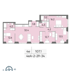 Квартира 107,1 м², 4-комнатная - изображение 2
