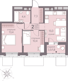 52,4 м², 2-комнатная квартира 7 047 800 ₽ - изображение 9