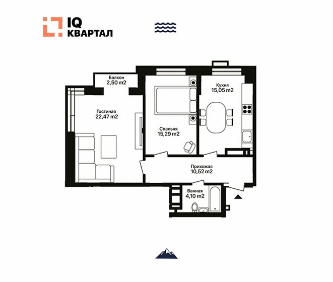 69,9 м², 2-комнатная квартира 6 230 203 ₽ - изображение 1