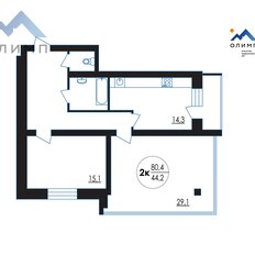 Квартира 80,4 м², 2-комнатная - изображение 1