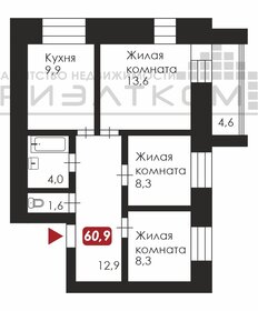 Квартира 61 м², 3-комнатная - изображение 1