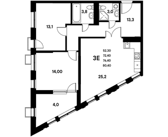 Квартира 77 м², 3-комнатная - изображение 1