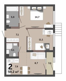 71,1 м², 3-комнатная квартира 8 700 000 ₽ - изображение 52