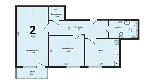 Квартира 55 м², 2-комнатная - изображение 5