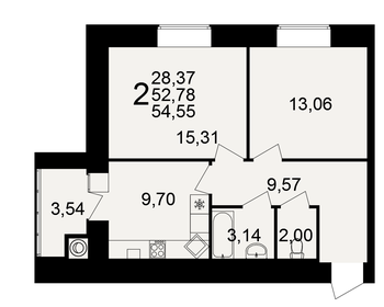 Квартира 54,6 м², 2-комнатная - изображение 1