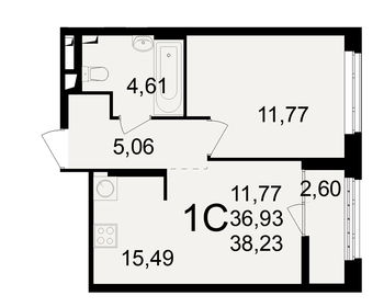 36,8 м², 1-комнатная квартира 4 350 000 ₽ - изображение 25