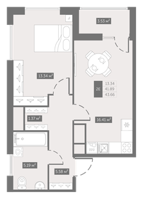 Квартира 43,7 м², 1-комнатная - изображение 1