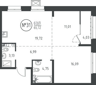 Квартира 65,4 м², 2-комнатная - изображение 1