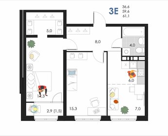 61,7 м², 3-комнатная квартира 7 650 000 ₽ - изображение 27