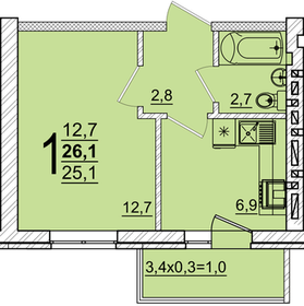 26,1 м², 1-комнатная квартира 3 651 815 ₽ - изображение 22