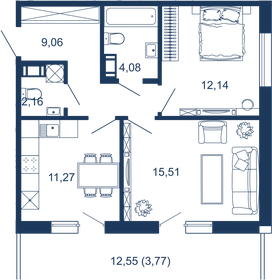 61,3 м², 2-комнатные апартаменты 23 858 526 ₽ - изображение 19