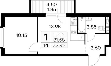33 м², 1-комнатная квартира 12 850 000 ₽ - изображение 125