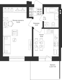 Квартира 38,3 м², 1-комнатная - изображение 1