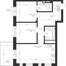 Квартира 68,9 м², 2-комнатная - изображение 2