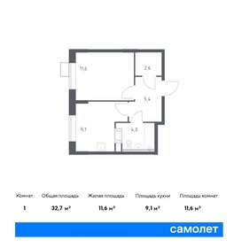 Квартира 32,7 м², 1-комнатная - изображение 1