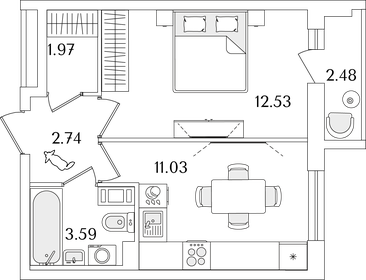 34,6 м², 1-комнатная квартира 8 592 278 ₽ - изображение 32