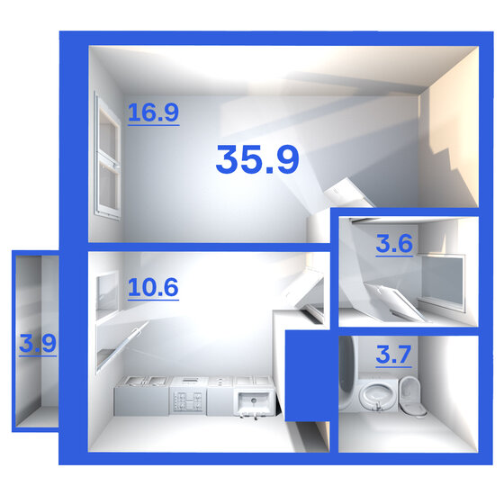 35,9 м², 1-комнатная квартира 2 369 400 ₽ - изображение 1