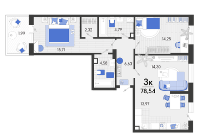 90,1 м², 3-комнатная квартира 11 711 700 ₽ - изображение 16