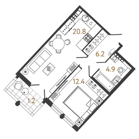 48,4 м², 1-комнатная квартира 21 750 000 ₽ - изображение 112