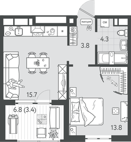 41,1 м², 1-комнатная квартира 12 330 000 ₽ - изображение 11